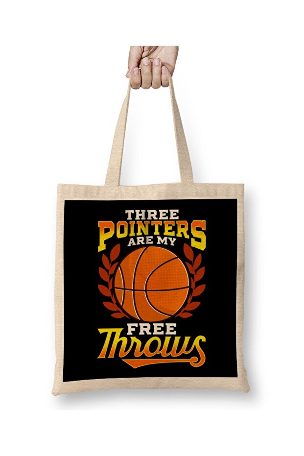 Funny Three Pointers Are My Free Throws Basketball Tote Bag Long Handle