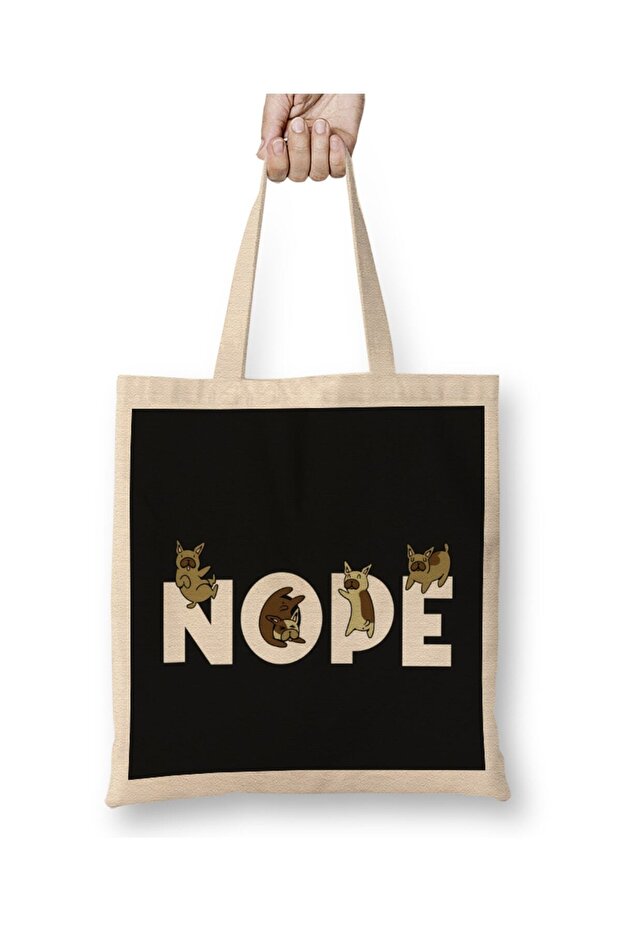 Frenchie Nope Funny French Bulldog Gift Tote Bag Long Handle