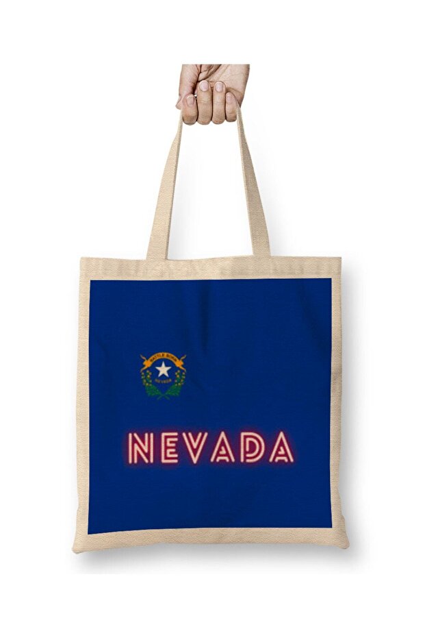 Nevada state flag gift - vintage Retro Rainbow Style Tote Bag Long Handle