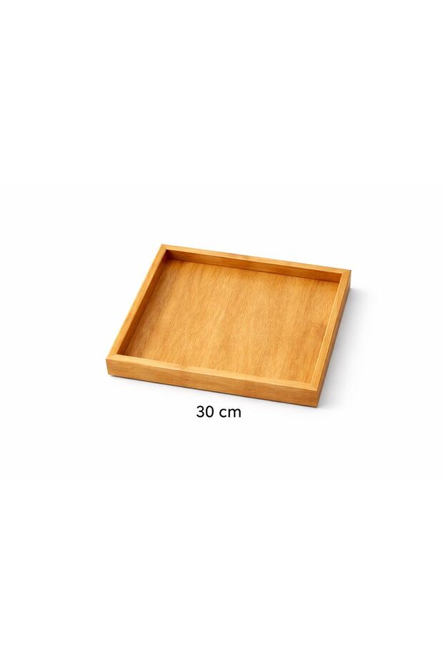 Wooden Tray 30cm – Square Serving Tray - فطور العيد صينية تقديم خشب بامبو