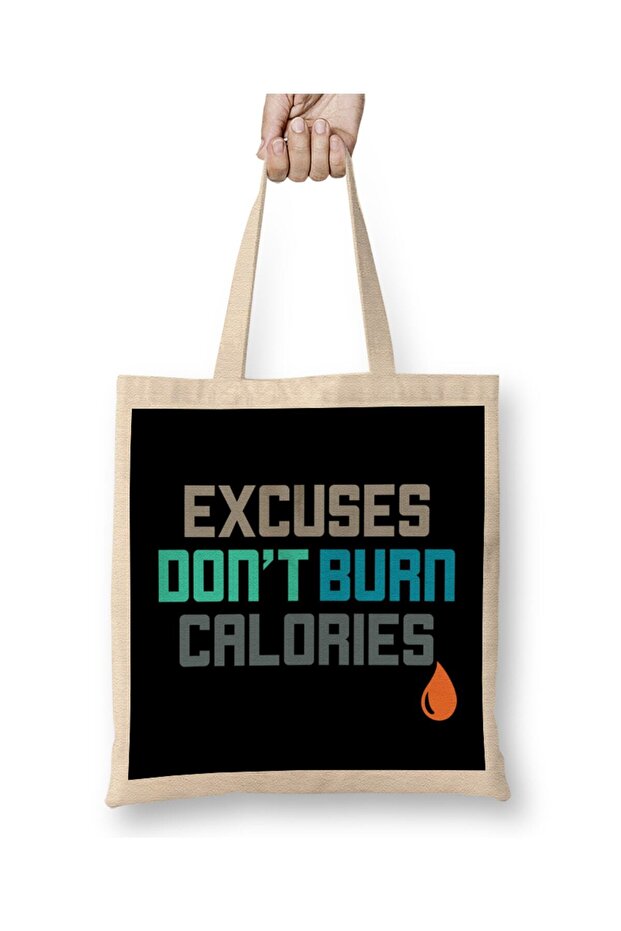 حقيبة حمل مثيرة للعمل في صالة الألعاب الرياضية من Excuses Don t Burn Calories بمقبض طويل