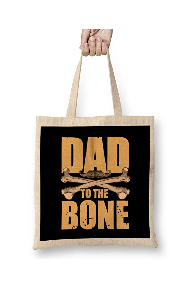 Dad To The Bone Funny Dad Pun Father's Day Joke Tote Bag Long Handle