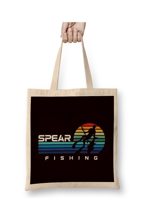 Vintage Spearfishing Retro Spearfisher Speargun Freediver Tote Bag Long Handle