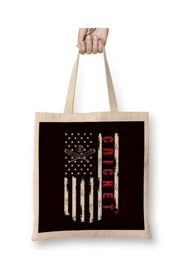 Cricket Player US American Flag Cricketer Bowler Tote Bag Long Handle