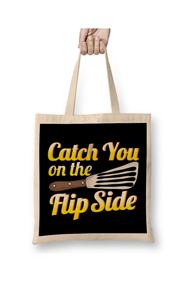حقيبة قماشية للطهي بمقبض طويل من Funny Catch You On The Flip Side