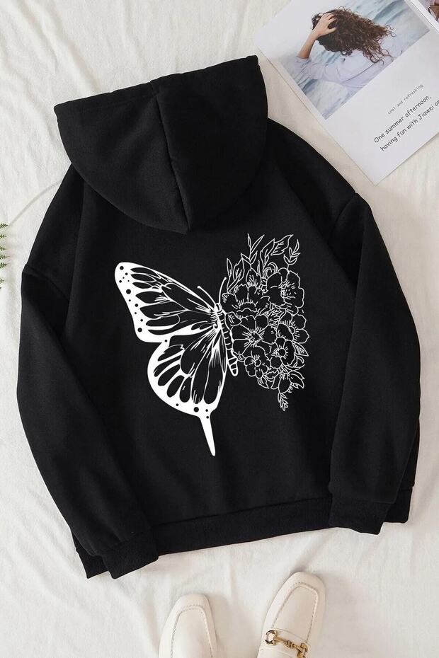 Unisex Printed Hooded Oversize Sweatshirt