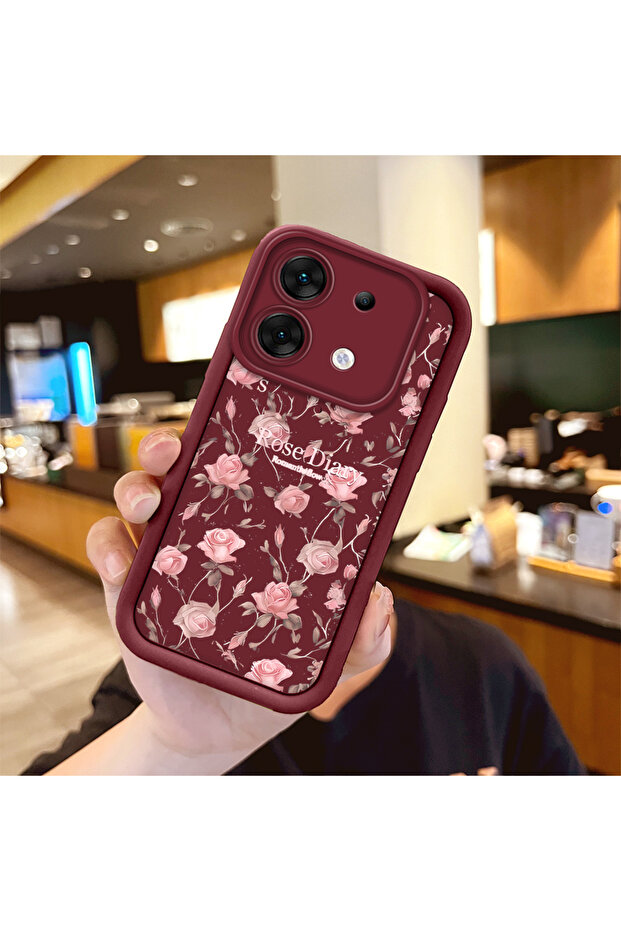 For Infinix Zero 30 5g Compatible Shockproof Simple Claret Red Silicone Phone Case Cover Flower Pattern