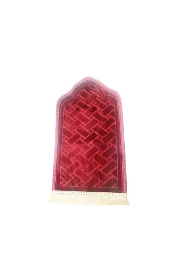 YU WELL Mini Prayer Mat Embossed Anti-Slip Islamic Prayer Mat Sajadah Mat Prayer Rug 60X35CM Red-2