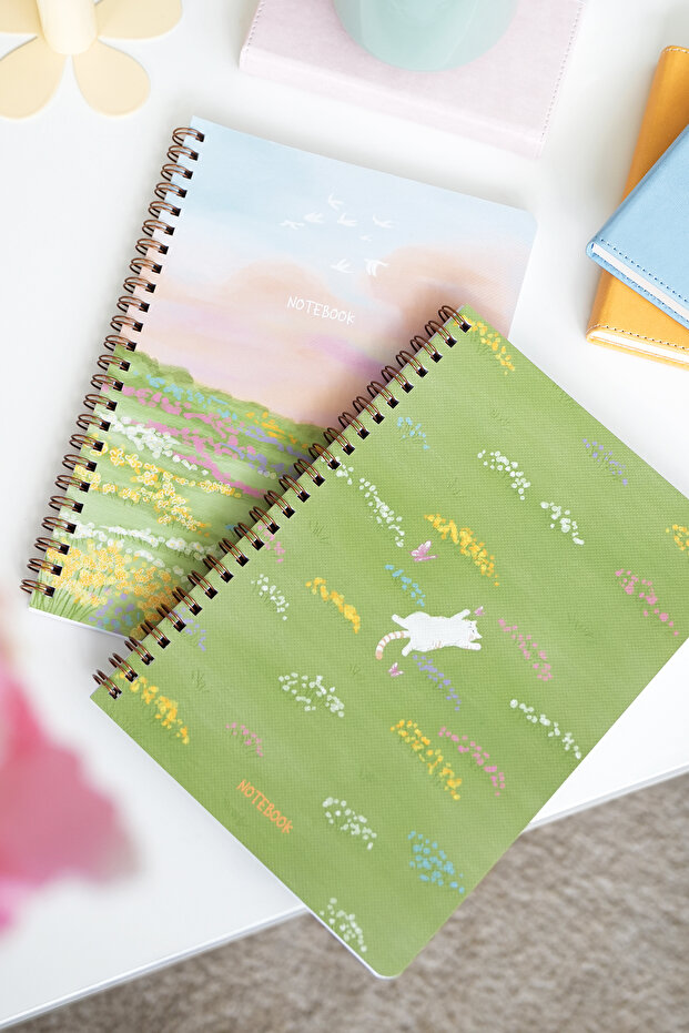 Matt Notebook A5 Spiralli Okul Defteri 80 yaprak 2'li Set – Çizgili & Kareli