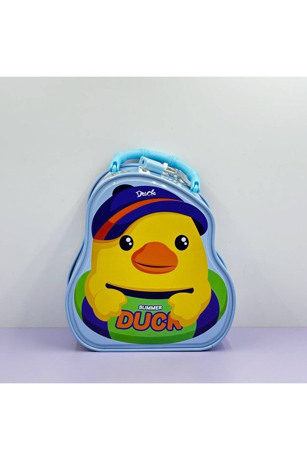 Metal Piggy Bank with Chick Figure - Children's Savings Box with Lock and Key, Yellow