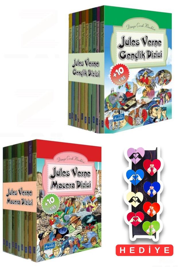 Jules Verne Adventure - Jules Youth Series - 2 Book Sets - 8-Piece Special Design Heart Bookmark Gift