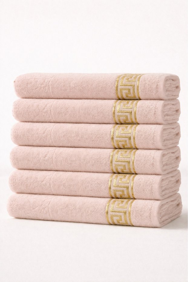 Set of 6 100% Cotton Gold Jagar 30x50 Hand and Face Towels