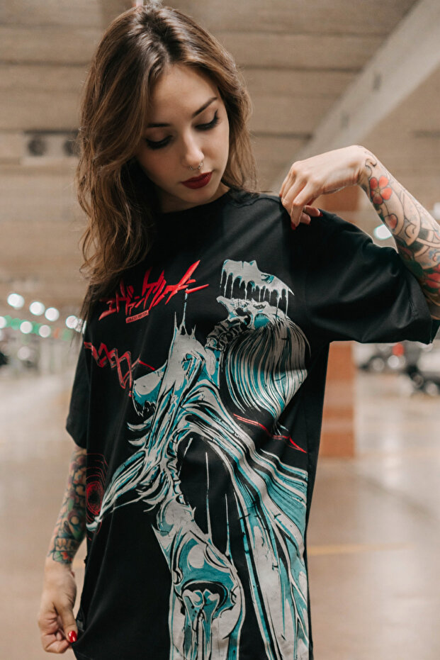 Evangelion Neon Genesis Anime Rei Ayanami Lilith Project Oversize Printed T-Shirt