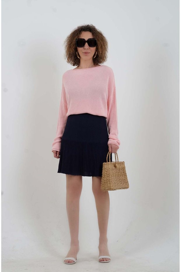 Navy blue godeli knitwear mini skirt