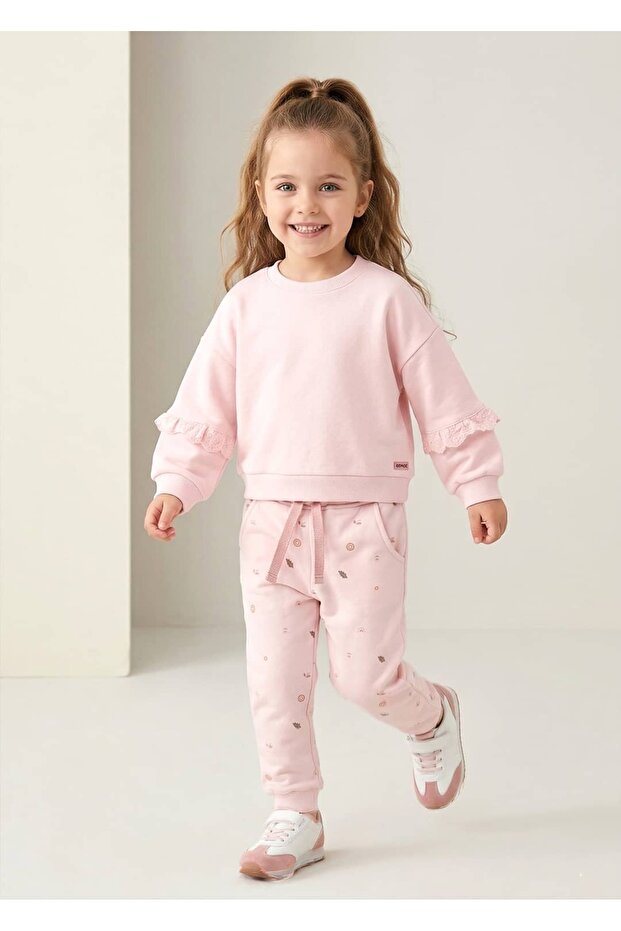 بنطلون رياضي شتوي منقوش عضوي للفتيات الصغيرات