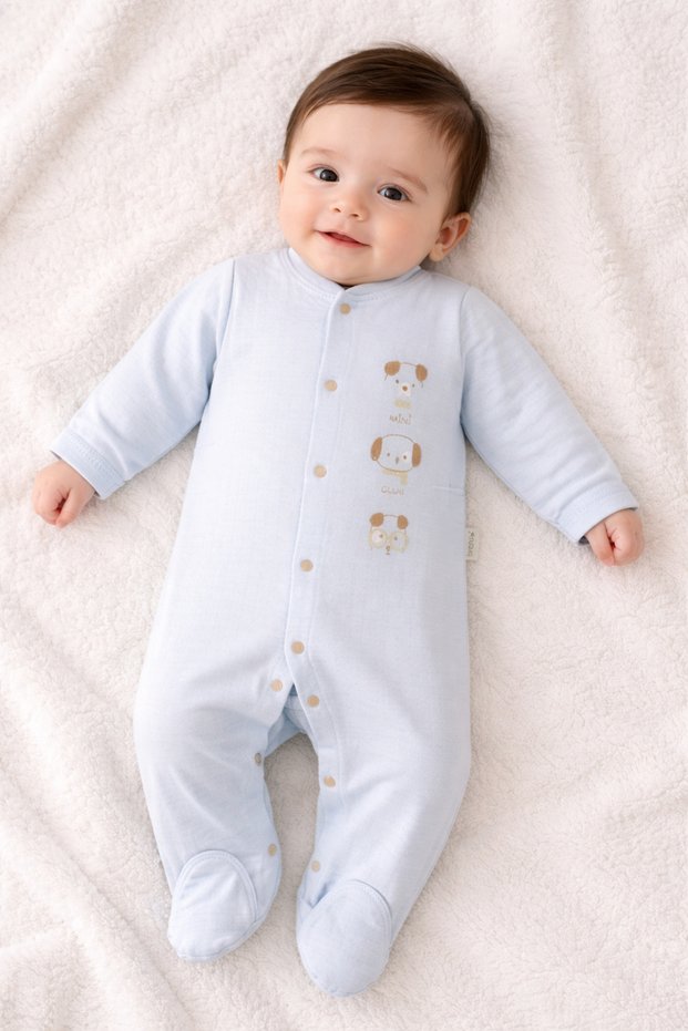 Unisex 10-Piece Newborn Hospital Exit Set Puppy Themed Dobby Textured (Winter) 100% Cotton