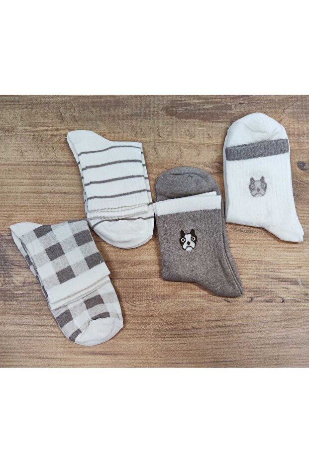 Women's mid-calf crew socks cotton 4 pairs