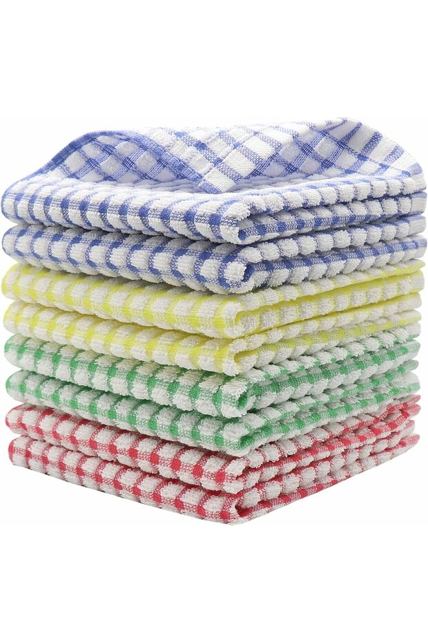 12-Pcs Kitchen Dish Cotton Cloths, Absorbent Kitchen Towels, Lint-Free Cleaning Cotton Cloth