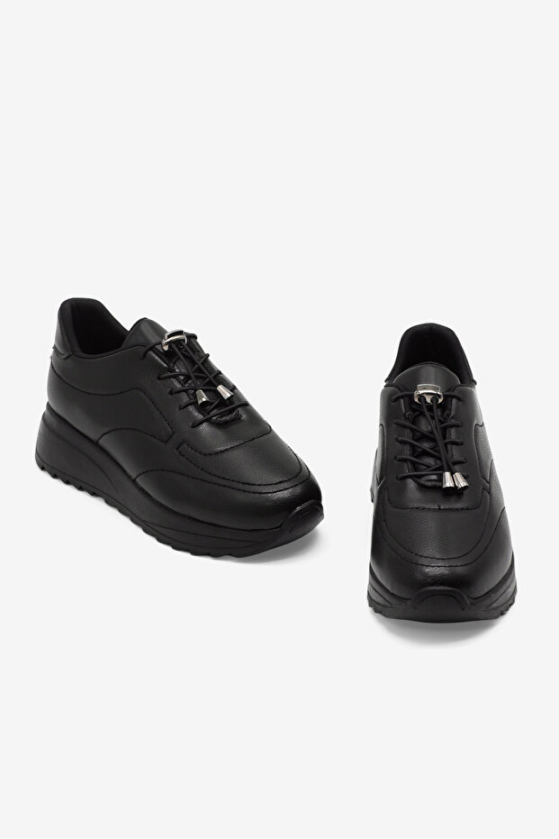 Women's Black Comfortable Lace-Up Shoes