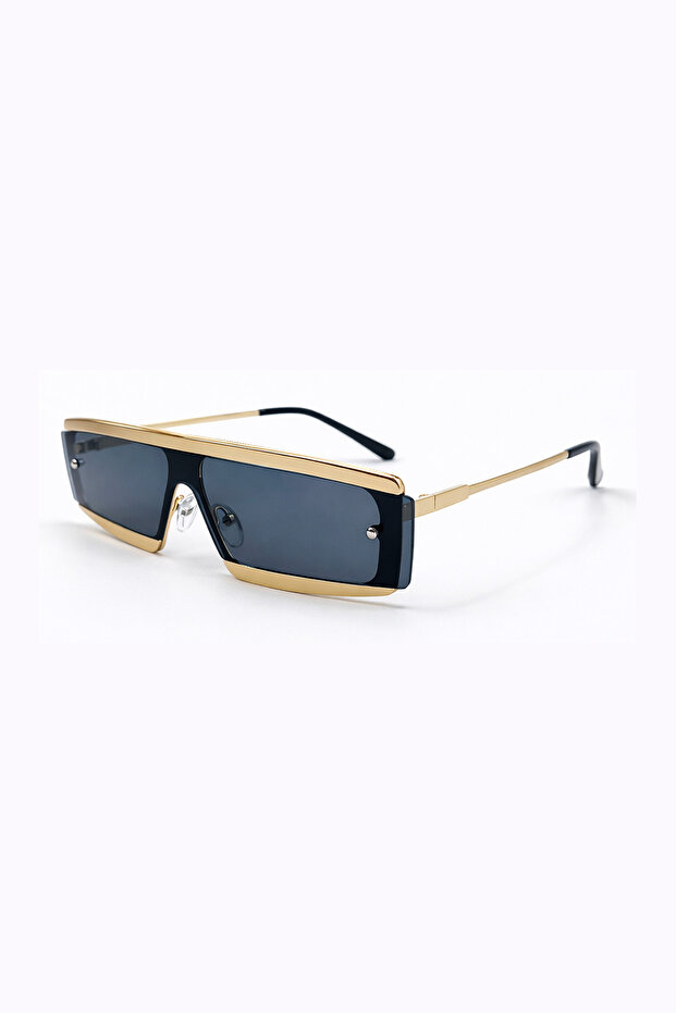 Devon Black Glass Gold Frame Vintage Retro Sunglasses