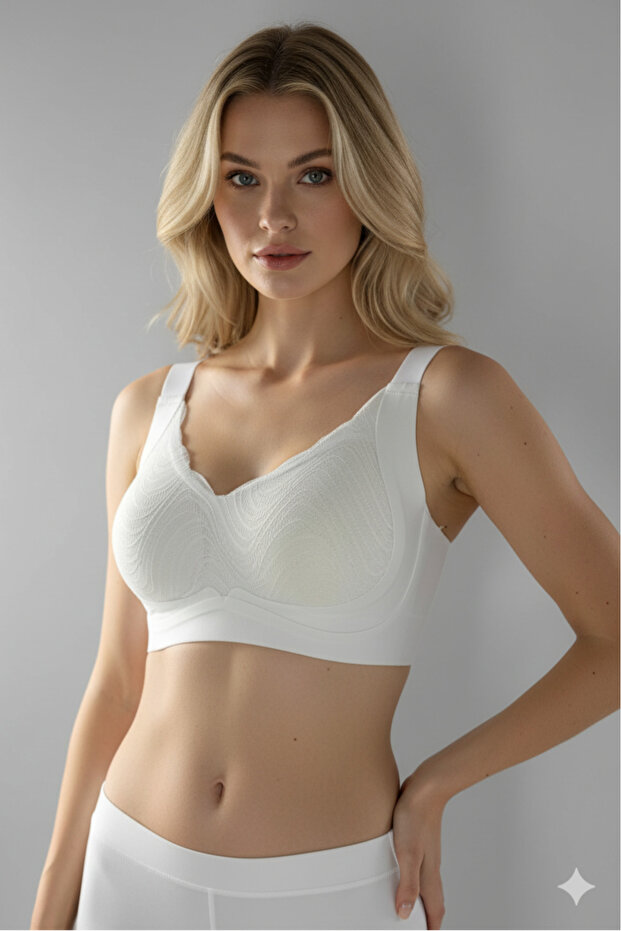 6230 Premium Comfort Hayelet Bra - Seamless, Gathering, Without Underwire, Lace, Adjustable Straps