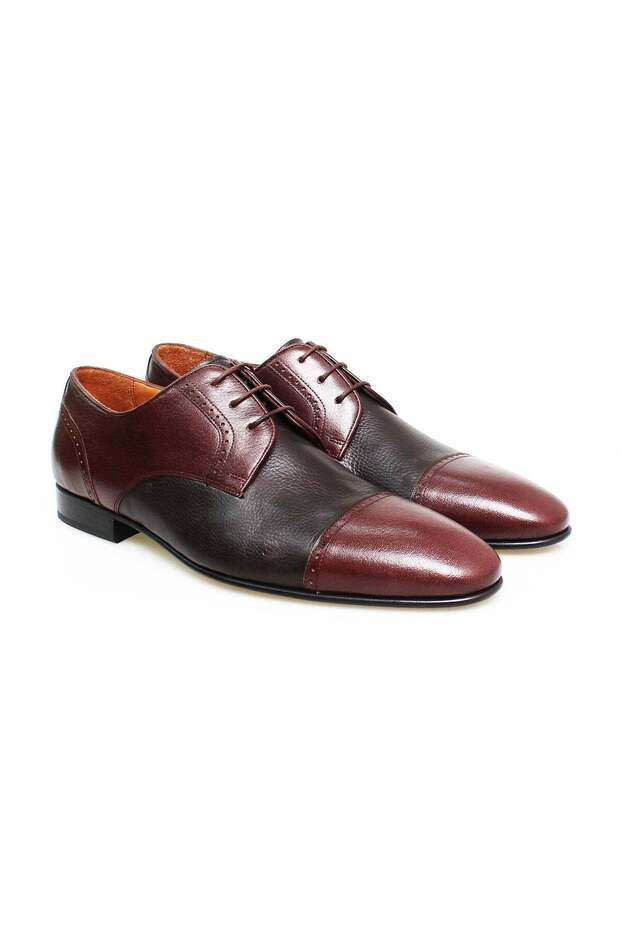 Brown Lace-Up Genuine Leather Men's Shoes