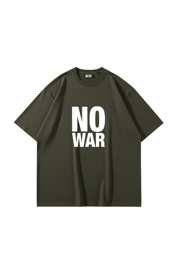 No War Printed Oversized Unisex Khaki Tshirt