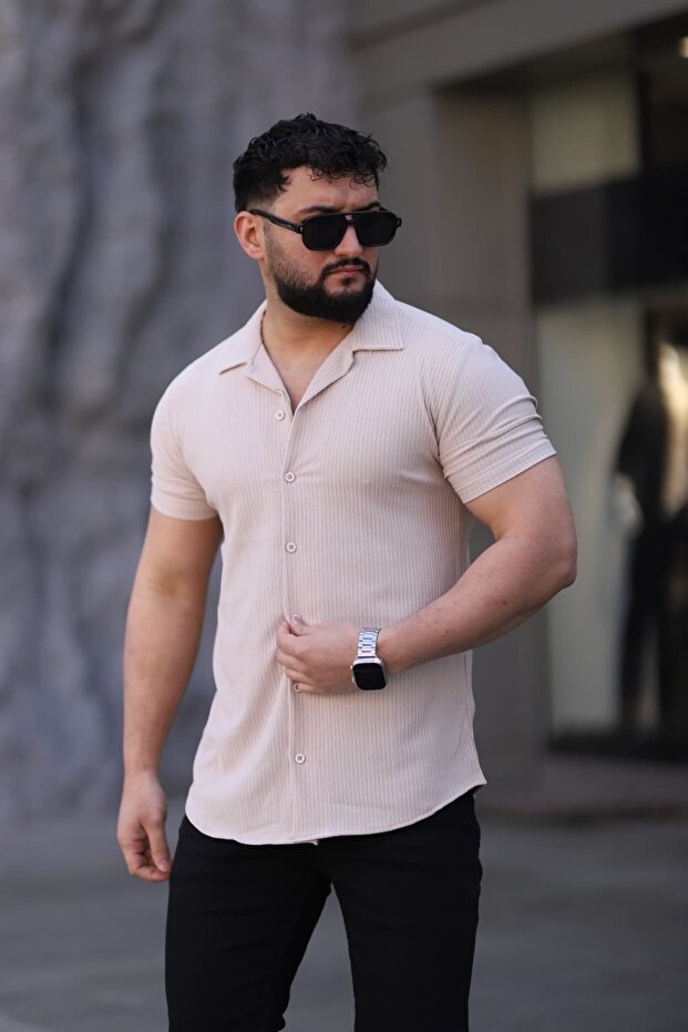 قميص رجالي محبوك بياقة أباخ
