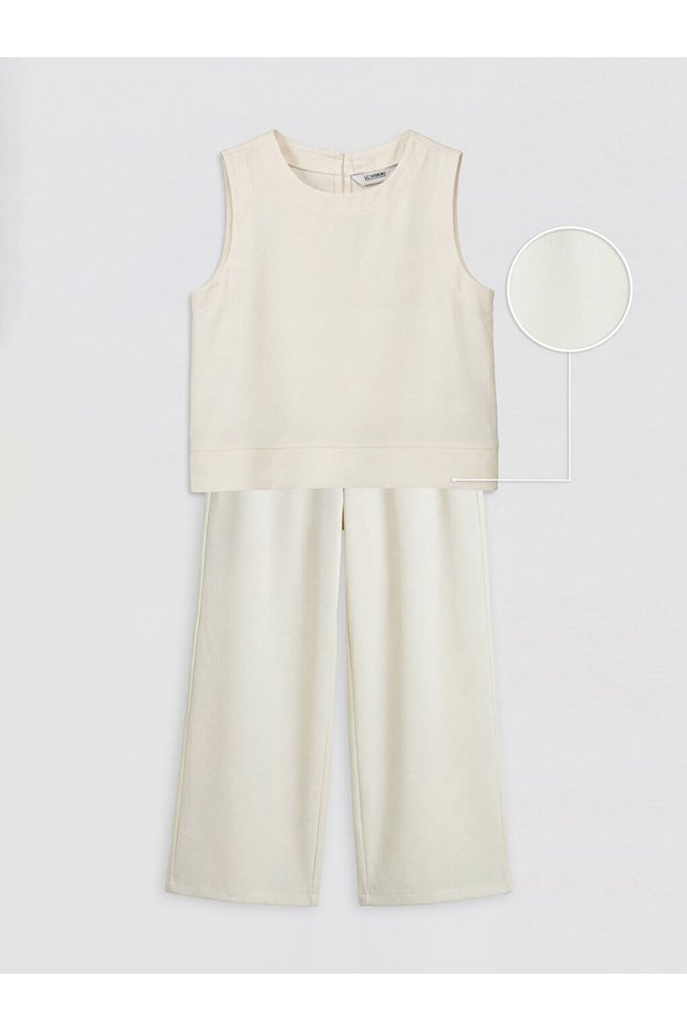 Lcw Kidsgray Linen Blend Girls' Trousers and Blouse