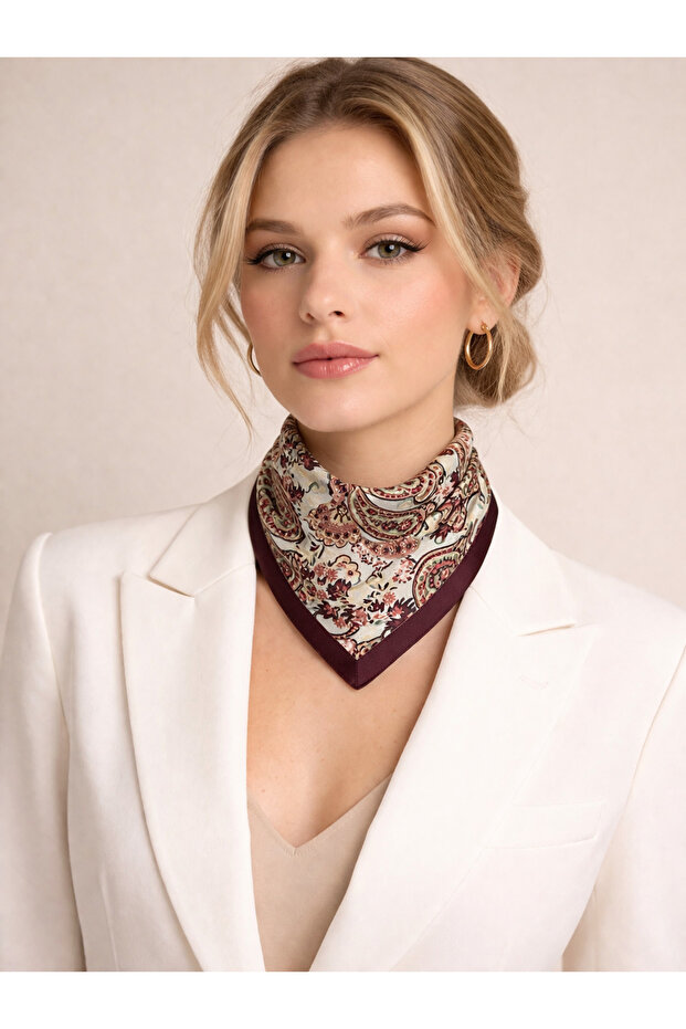 Eșarfă de damă cu model tip pensulă - 2