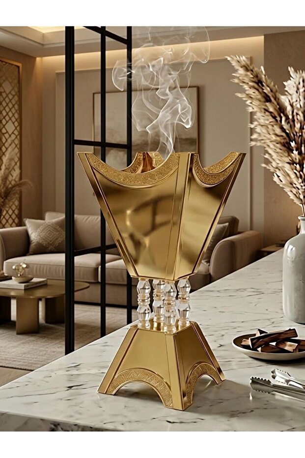 مبخره ذهبي لامع على قواعد اكريلك فاخره