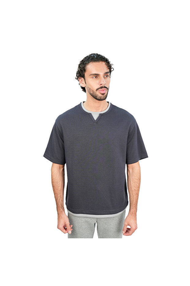 Men’s Loose Jacquard Interlock Crew Neck Short Sleeve Tee