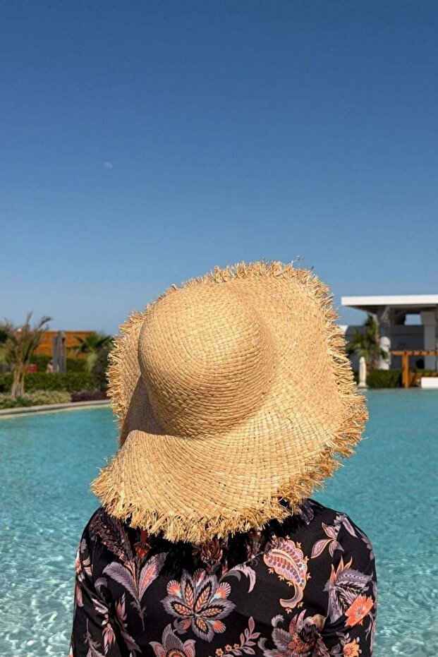 Fringed Straw Hat Beige - 4