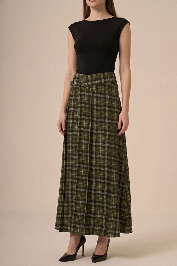 Women's Plaid Skirt Khaki 31357