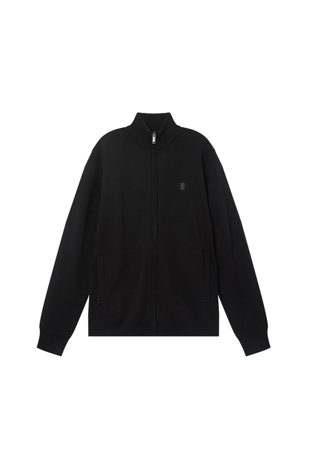 Men's Full-Zip Mock Neck Textured Knit Cardigan