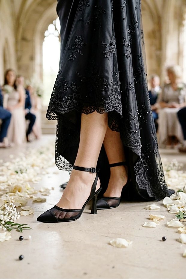 Women's 7 cm Mesh Fancy Black Evening Dress Shoes
