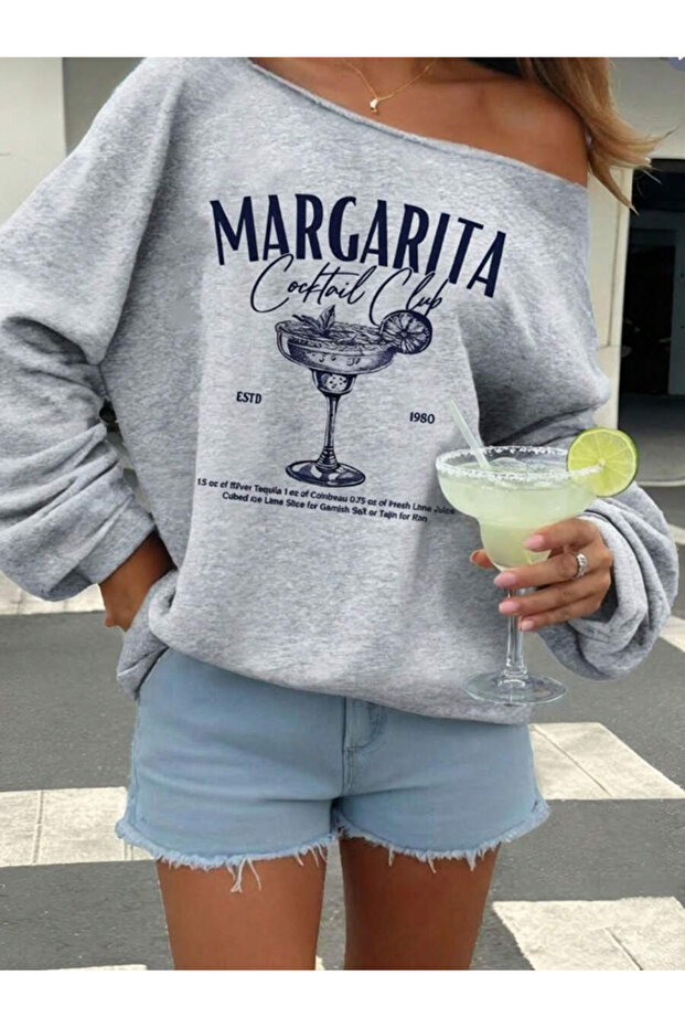 Women's Margarita Printed Boat Neck Oversize Sweatshirt