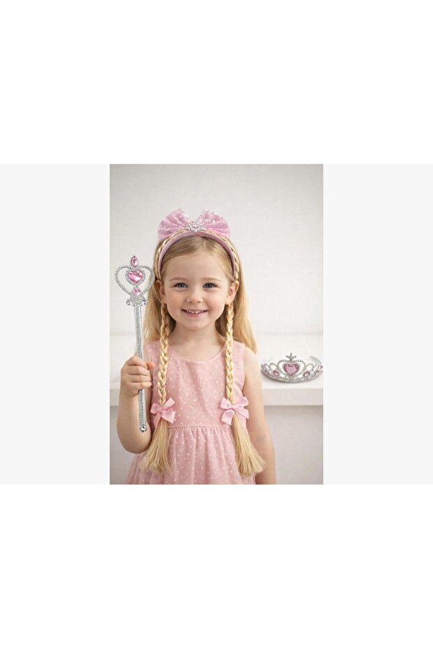 Elsa Princess Crown and Scepter Set Frozen Themed Heart Model Girl's Accessory