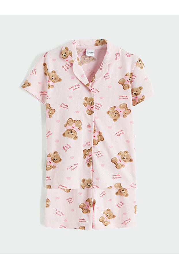 Esvab • Modern & Distinctive Teddy Bear Printed Girls' Shorts Pajama Set