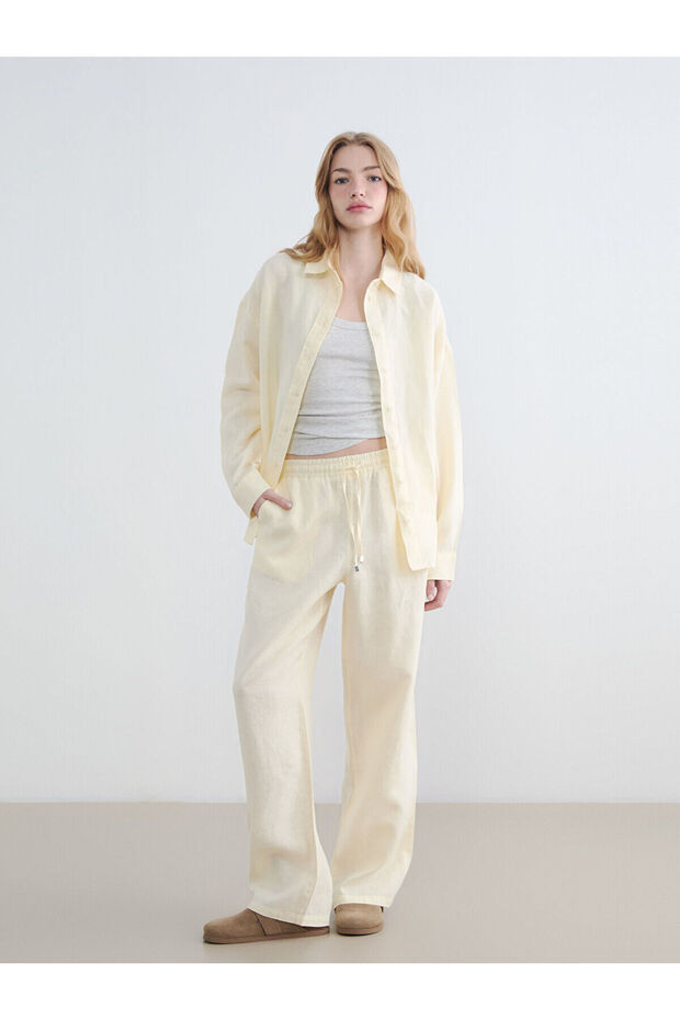 Trendlucky Women's Linen Trousers with Elastic Waist