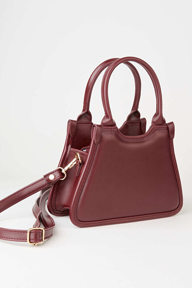Women's Sakura Burgundy Zipper Closure Small Size Adjustable Strap Hand and Shoulder Bag