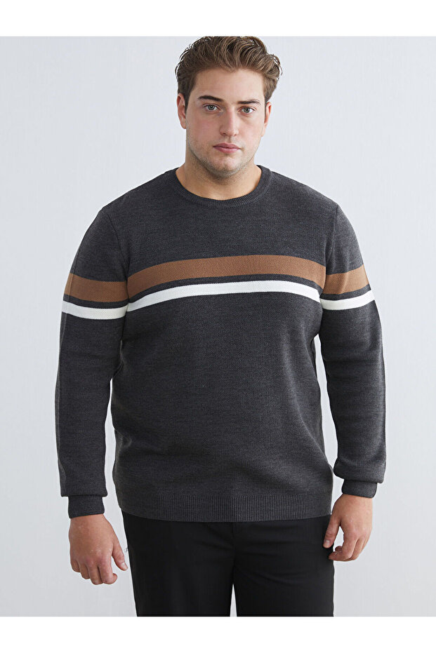Crew Neck Striped Men's Knitwear Sweater