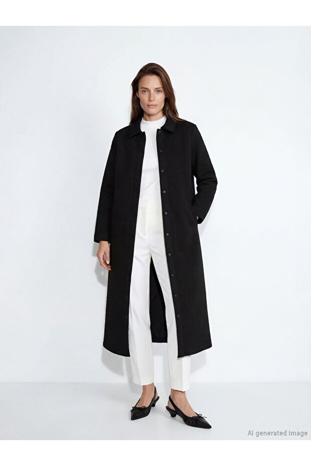 Lcw Grace Shirt Collar Textured Women's Robe