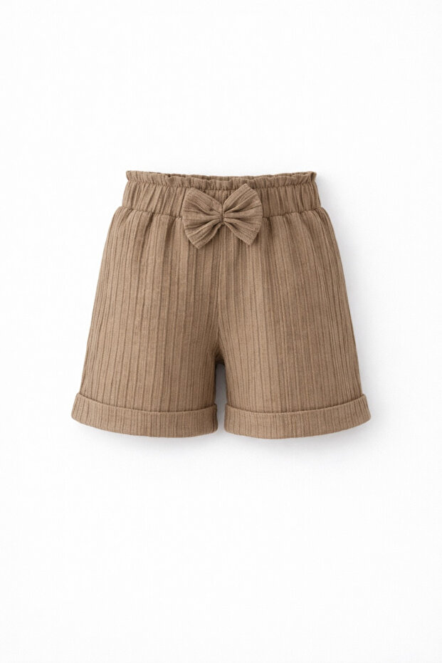 Girl's Bermuda Shorts with Elastic Waist and Double Legs