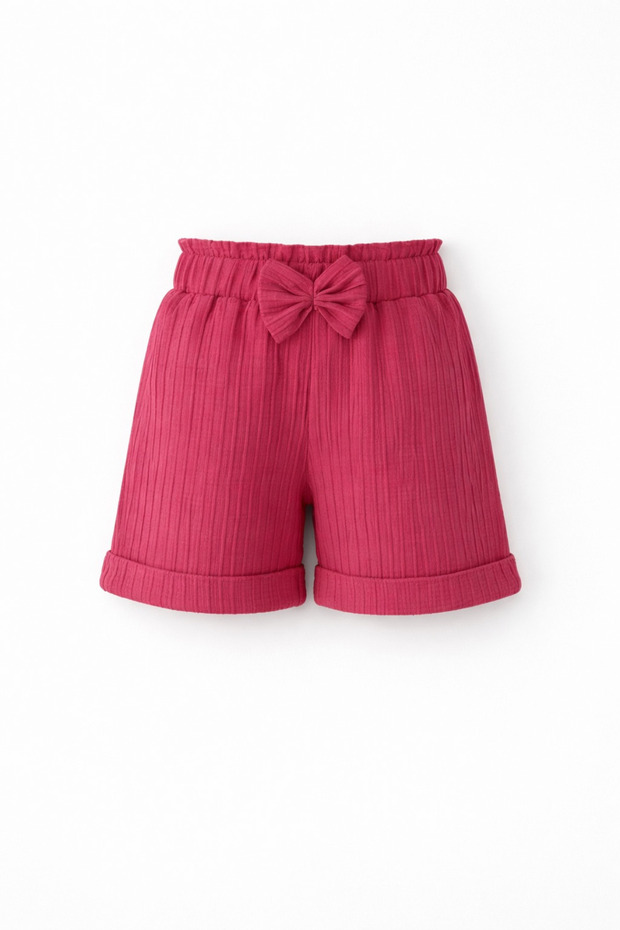 Girl's Bermuda Shorts with Elastic Waist and Double Legs