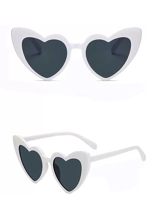 White Color Heart Shaped Party Glasses 15x5 cm