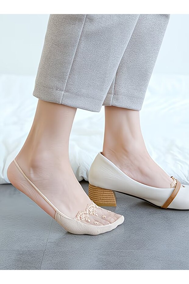 Velia Series Invisible Slingback Socks with Lace Detail for Heeled Shoes