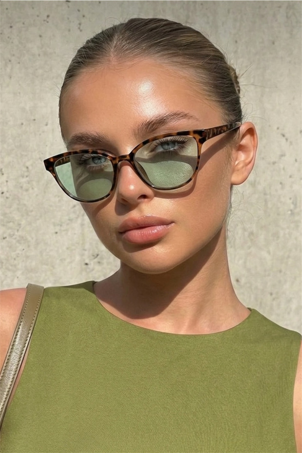 Carlesi Leopard Water Green Women's Sunglasses