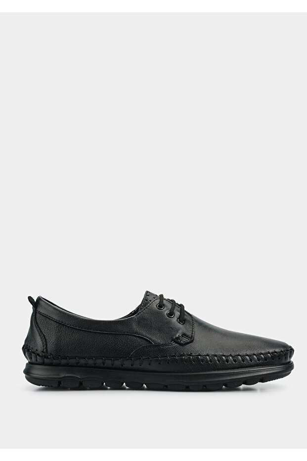 Black Leather Men's Shoes - 1