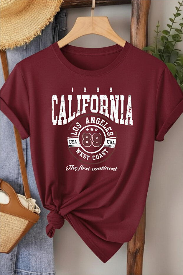 California Printed Women's Khaki T-Shirt